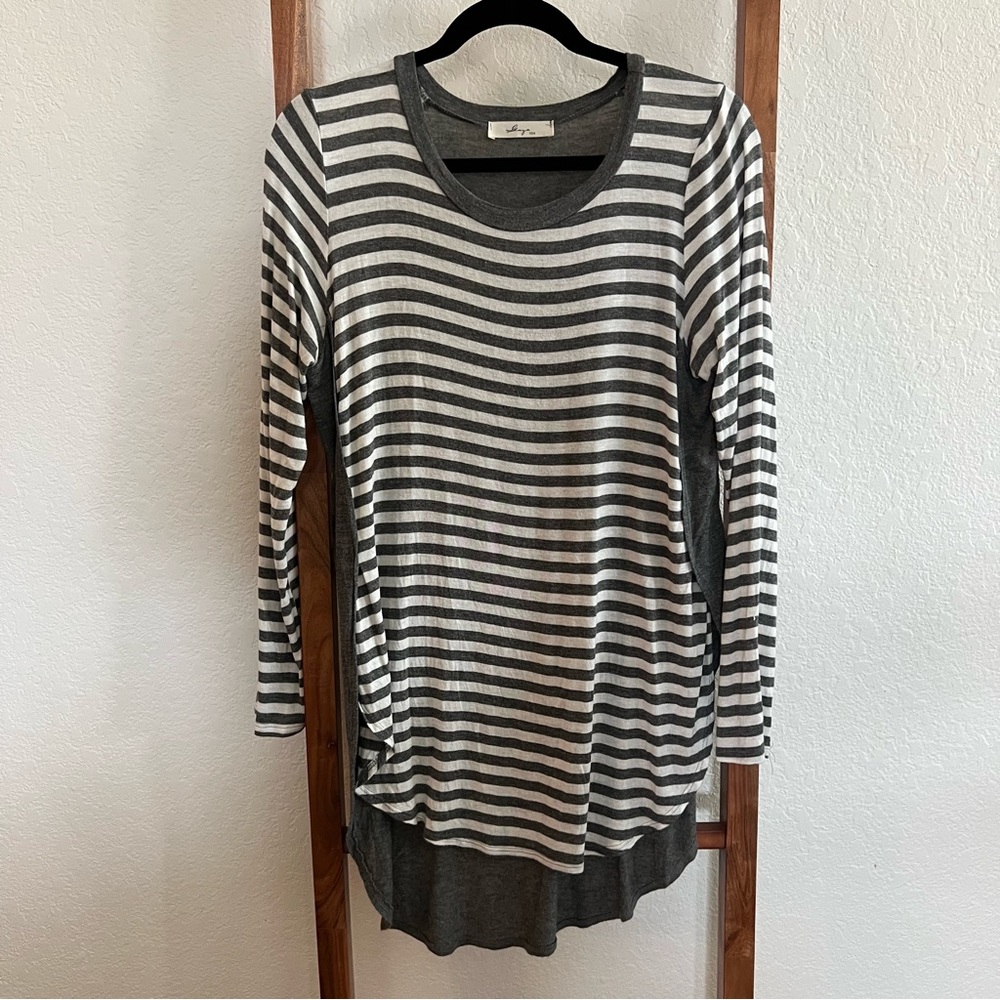 Stripe LS Tunic Top Size L